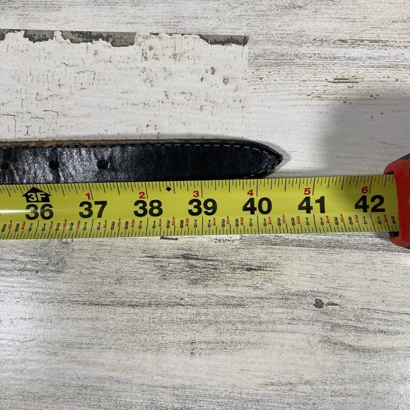 Don Cuco's Boots Black Leather Belt Rodeo Belt Silver Metal Emblems Accents - Picture 9 of 9